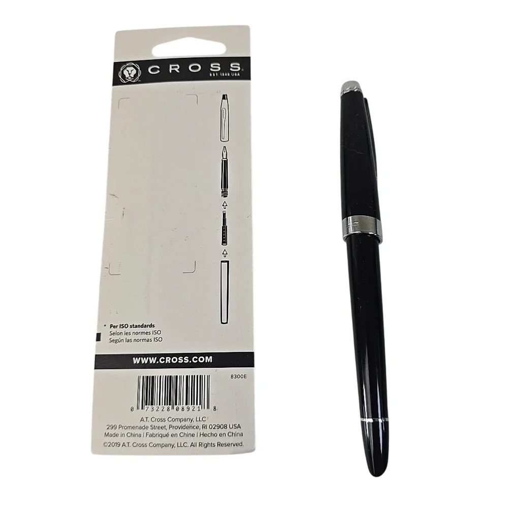 Cross Light Fountain Pen Med Black Lacquer Resin & Chrome with 8921‎ Cartridges